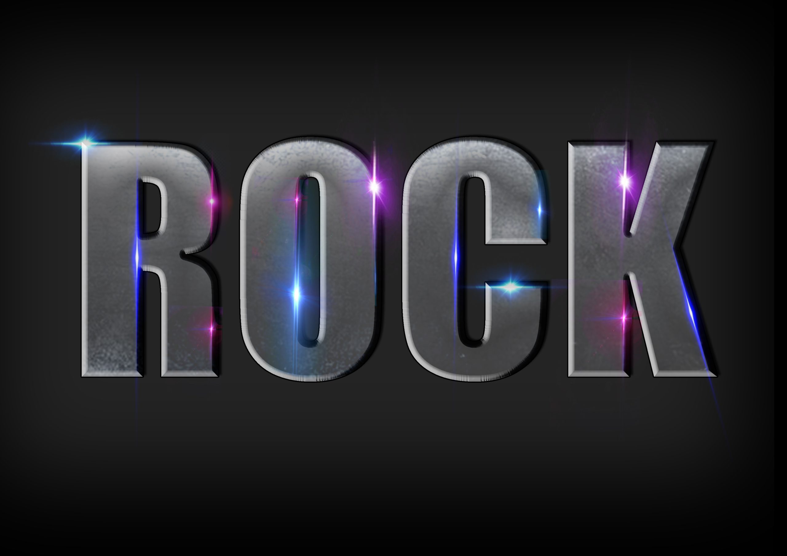 Glowing rock text effect displayed on a black background, enhancing the visual appeal with its luminous design.